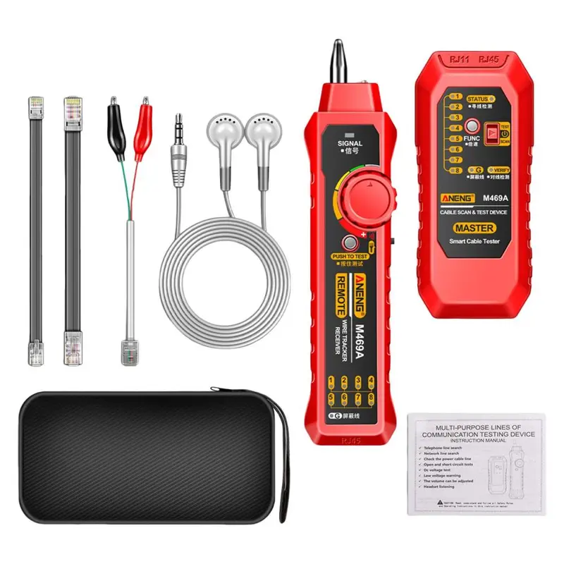 Máy kiểm tra cáp mạng, theo dõi dây RJ45 + RJ11, công cụ kiểm tra dây, công cụ tìm đường dây, cho Cat quang, công tắc cáp điện thoại, cáp mạng 4