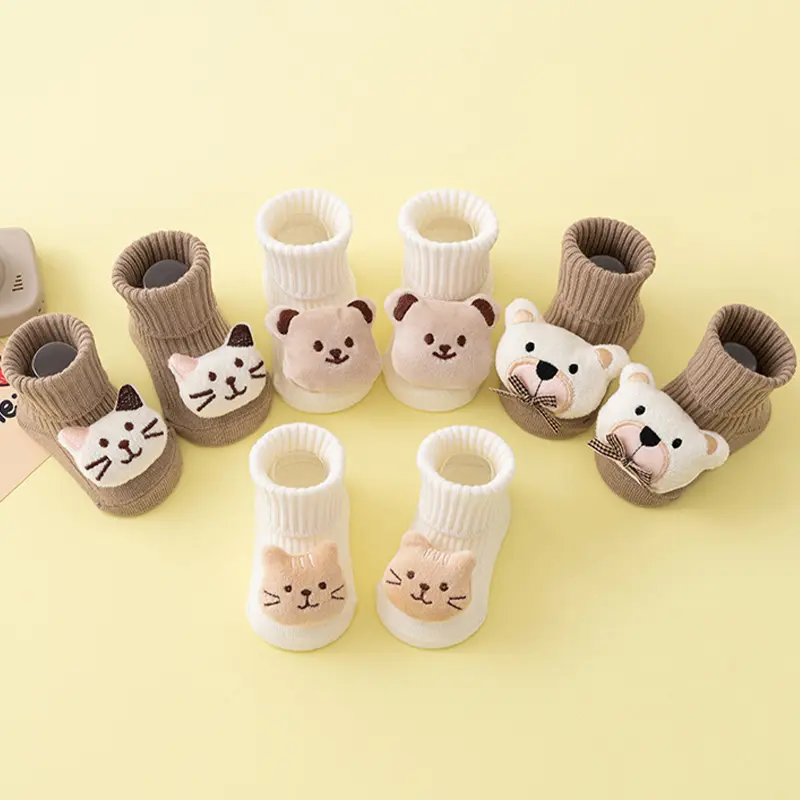 Vớ Trẻ Em Bé Prewalker, Thiết Kế Hoạt Hình Dễ Thương, Chống Trượt, Ống Giữa, Làm Bằng Bông, Thích Hợp Cho Trẻ Em, Vớ Đi Trong Nhà 5
