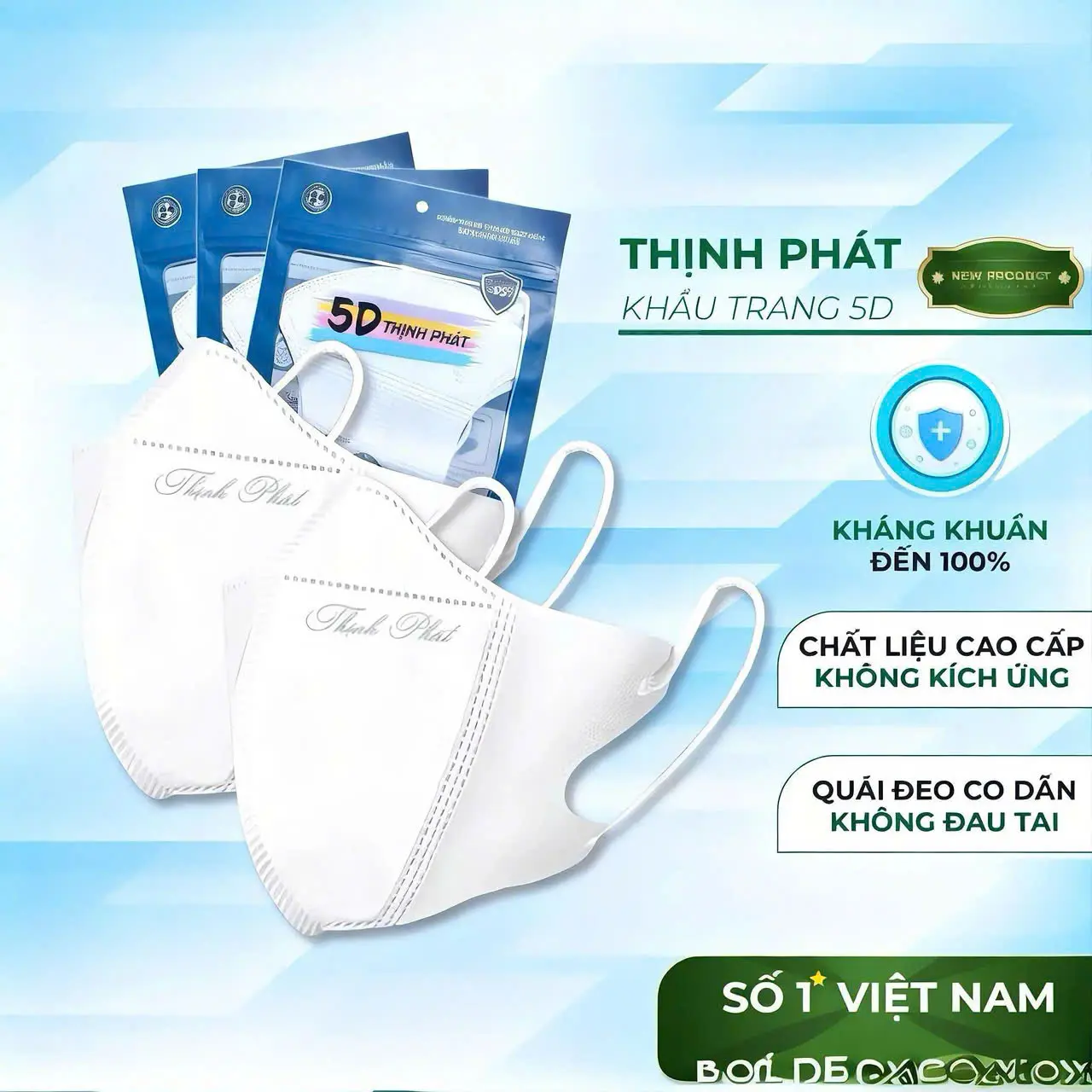 Sỉ 200 Chiếc + Tặng 50 Chiếc 5D Cao Cấp  Co Lớp Meltblown Kháng Khuẩn, Kháng Bụi Mịn, Chống Tia UV Siêu Ôm Mặt