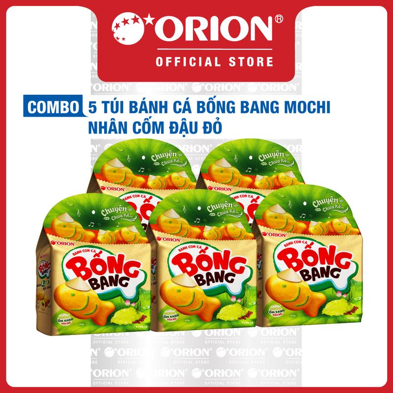 Combo 5 Túi Bánh Con Cá Bống Bang nhân Mochi Cốm Đậu Đỏ 145G Gói
