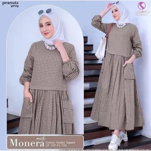ALIN GAMIS MIDI MOTIF KOTAK KECIL TERBARU//GAMIS TERBARU | Hot Item