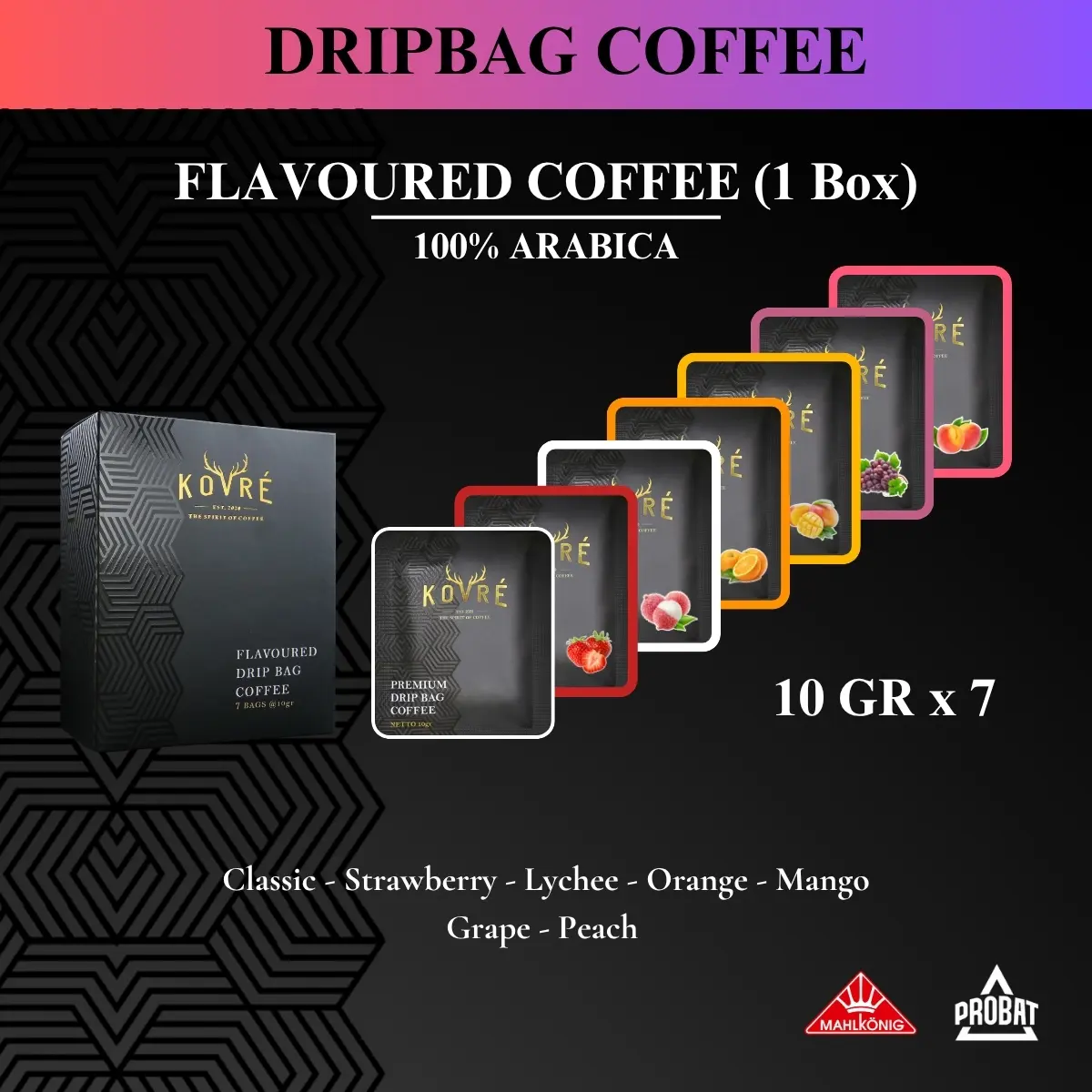 Kovre Flavoured Coffee Drip Bag Filter - 7 bags