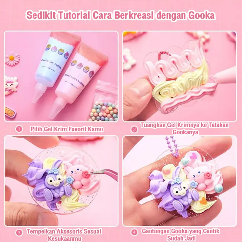 [New Packaging] Mainan DIY Gantungan Kunci Akrilik Set Guka Stiker Set  Lucu Anak DIY Gooka Set Sticker Hadiah DIY Gantungan Kunci Bahan Kotak Penyimpanan Tangan Bahan Akun DIY Keyring Gooka Card Sticker Set lem toys alat toys 6