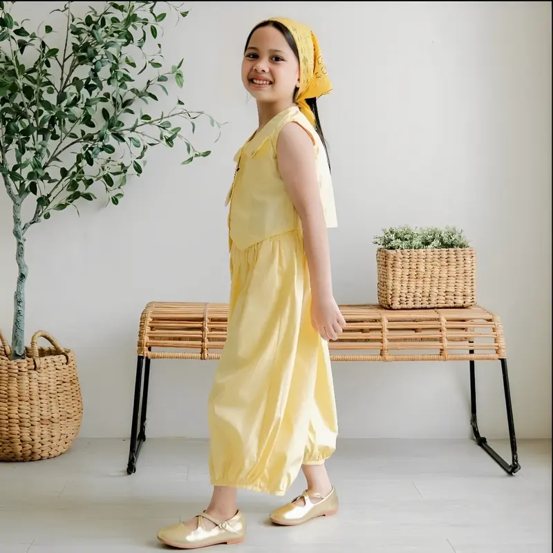 OLIVIA SET 3-12 TAHUN SETELAN ANAK PEREMPUAN POLOS KATUN LINEN 6