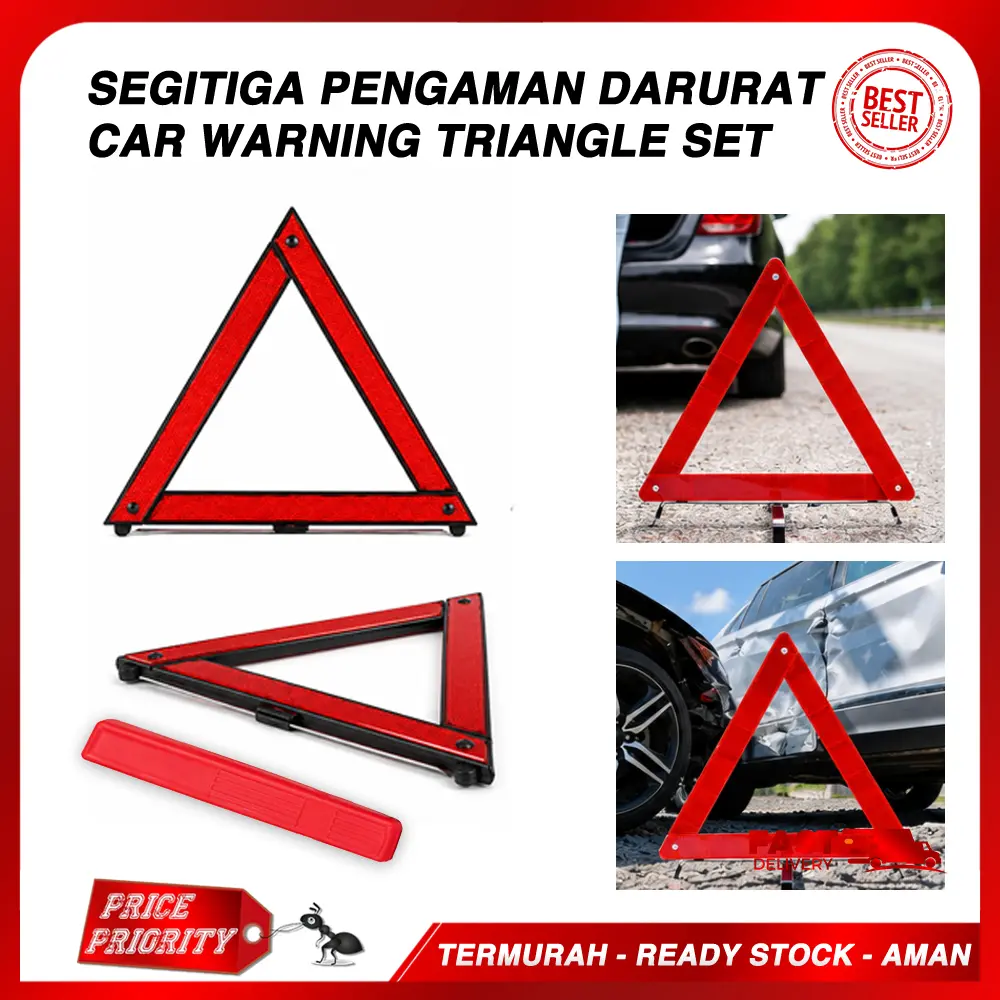 Segitiga Pengaman Mobil Triangle Warning Sign Model Rangkai Car Warning Emergency
