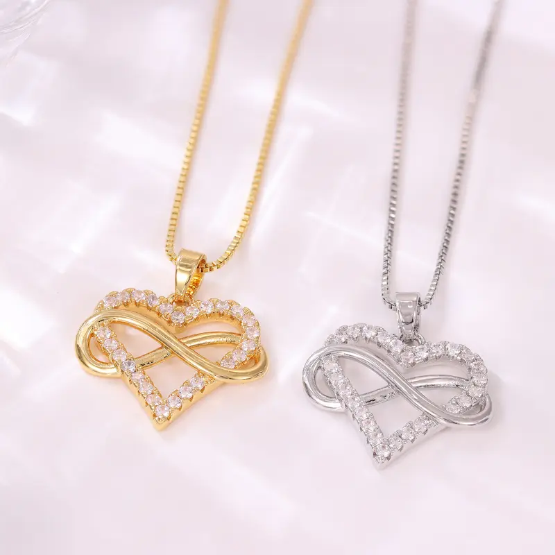 (CN111)Infinite Heart Zircon Pendant Necklace（38+5CM） 5
