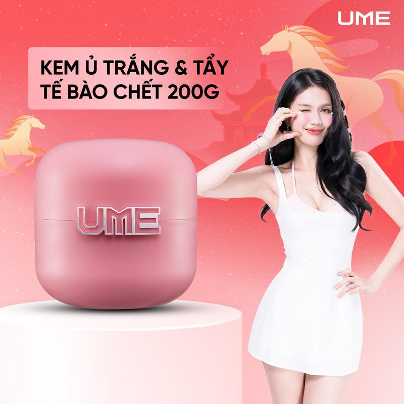 Kem Ủ Trắng & Tẩy Tế Bào Chết Body UME 200g - Làm Sạch Sâu Mịn Da Hỗ trợ Mờ Thâm Dưỡng Ẩm Hạt Hạnh Nhân Nguyên Hạt Ascorbic Acid Tinh Chất Sữa Ong Chúa & Mật Ong Men