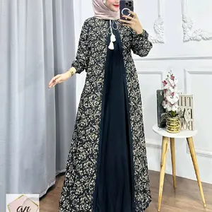 gamis batik abaya syarifah/gamis cardigan batik/gamisrayon/gamis syar'i Muslim