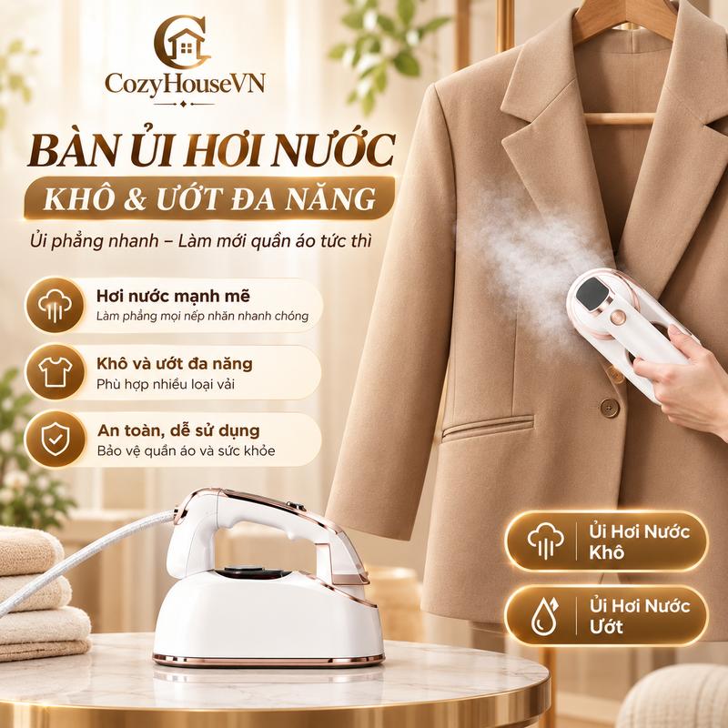 Bàn Là Hơi Nước Mini Cầm Tay, Bàn Ủi Hơi Nước Mini, Là Phẳng Quần Áo Nhanh, Gọn Nhẹ, Tiện Dụng Cho Gia Đình
