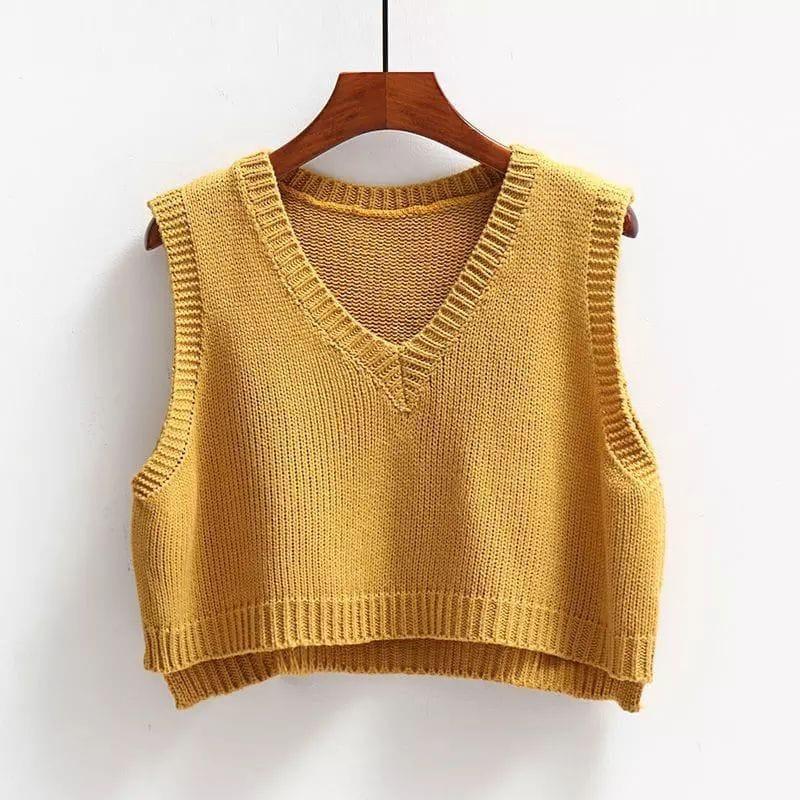 Belleza outlet Baju Atasan Wanita Rajut Korean Style Vest crop Blouse Atasan Wanita 5