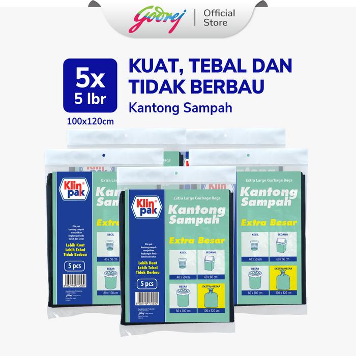 Gambar Klinpak Kantong Sampah Extra Besar 100x120cm - Isi 5 dari godrejindonesia Kota Administrasi Jakarta Utara Tokopedia