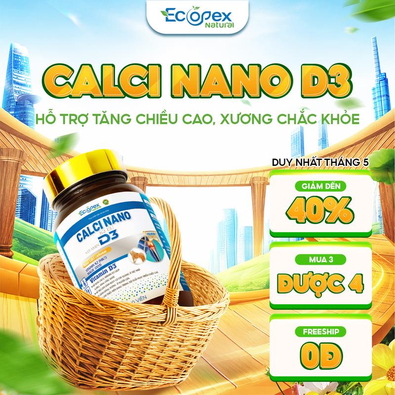 CANXI NANO D3 - Bổ Sung Canxi, Hỗ Trợ Phát Triển Chiều Cao, Giúp Xương Chắc Khỏe - Hộp 60V Cho 30 Ngày.. Các Bạn Đọc Kĩ Mô Tả Sản Phẩm Trước
