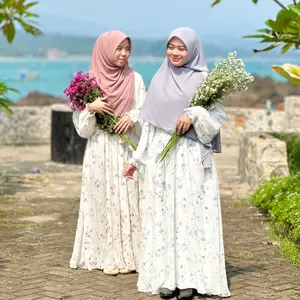HijabByDara - Viora Dress Motif Bahan Chiffon motif Gamis Motif Bunga Elegan Mewah Wanita Muslim Dewasa Remaja