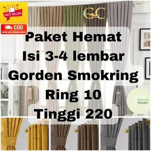 PROMO HEMAT 4 PCS & 3 PCS GORDEN JENDELA DAN PINTU MINIMALIS 10 LUBANG RING TINGGI 220 CM Curtain Katun