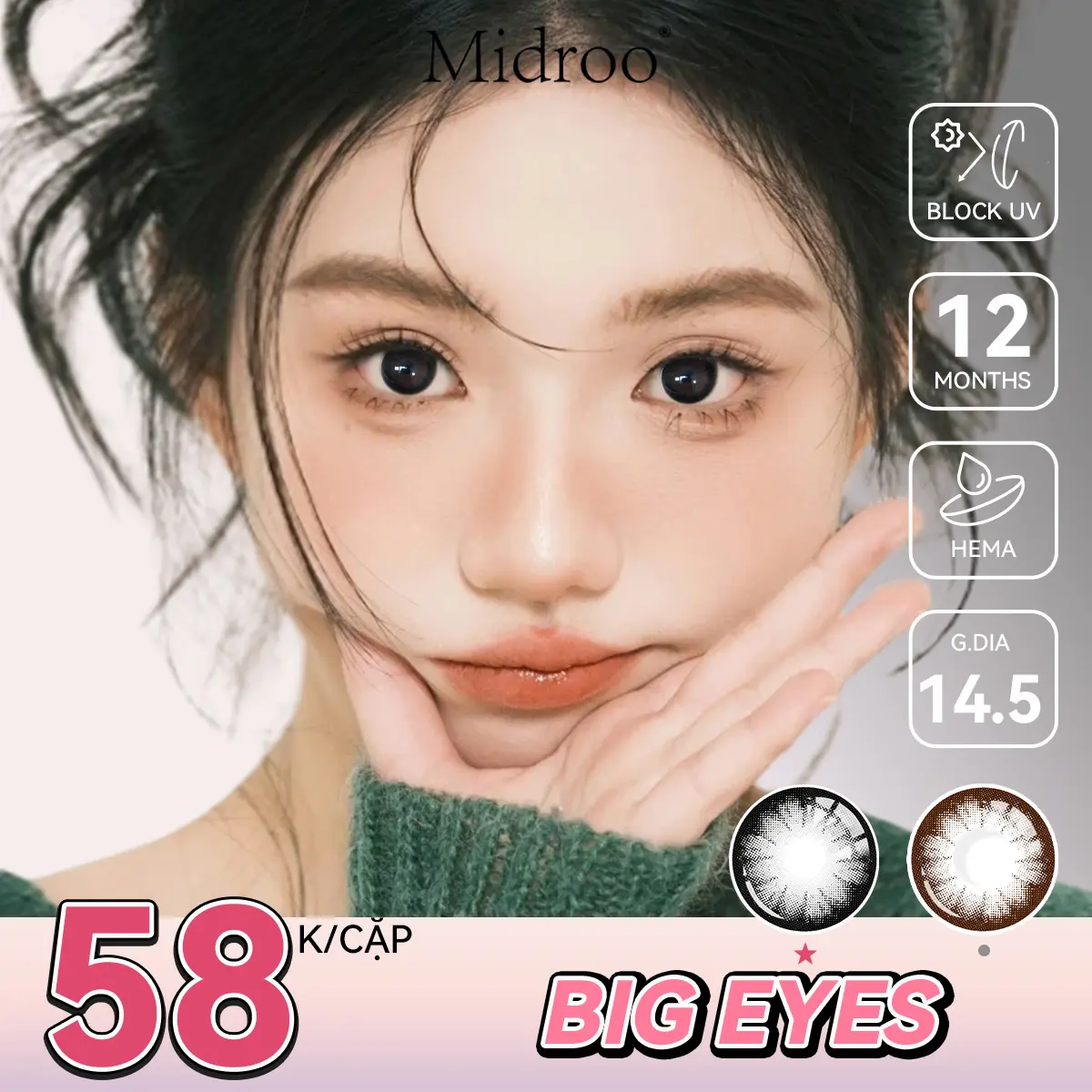 Kính Áp Tròng Dorothy, 12 Tháng, Mắt To, Đen Và Nâu, DIA 14,5mm, Độ Kính Áp Tròng 0-6, Mua 1 Cặp, Tặng 60ml Dung Dịch Chăm Sóc Và 10ml Nhỏ Mắt, Dành Cho Phụ Nữ, Màu Tự Nhiên, Mua 1 Tặng 3
