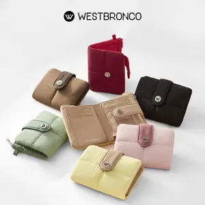 WESTBRONCO [PUFFER VELVIE WALLET] Color-block wallet, Banyak kompartement, Kancing magnet, Tas tangan, Cocok untuk dibawa keluar, Sebagai hadiah hari raya.