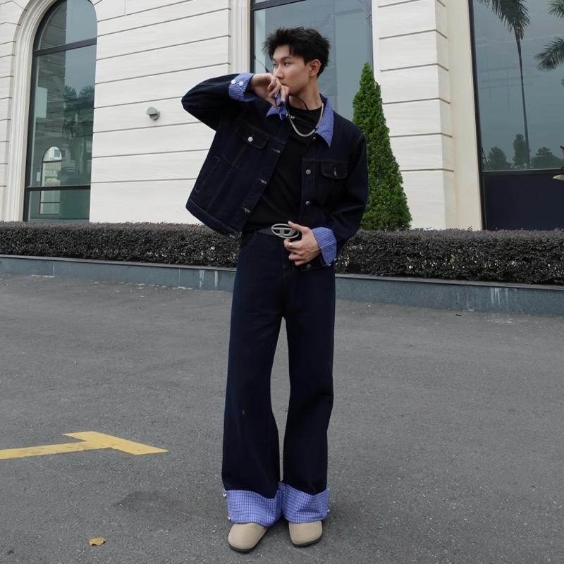 [Sét Jeans] Áo Jean & Quần Jean Nam Thiết Kế Độc Đáo Họa Tiết Kẻ Caro Phân Phối Ôm Nhẹ Tôn Dáng Phù Hợp Mọi Nhu Cầu Crop Top