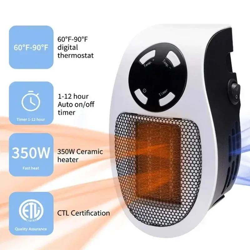 350W Portable Electric Heater Fast Heating with Remote Control Wall Mount for Home Room Office Indoor Outdoor Winter Use