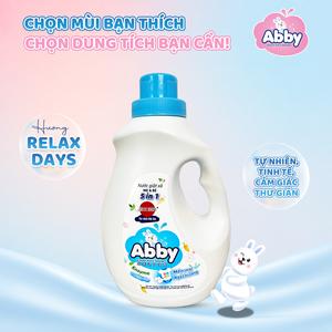 Abby Nước Giặt Xả 1100ml Dịu Nhẹ Cho Da Bé 5 Trong 1 Enzyme Thực Vật Thơm Lâu Tự Nhiên - Giúp Làm Mềm Sợi Vải Mềm Mại Thân Thiện Với Da Bé
