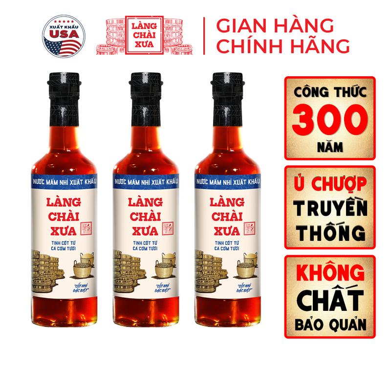   Combo 3 chai  Nước Mắm Nhỉ Làng Chài Xưa Xuất Khẩu Nhãn Xanh Chai Thủy Tinh 500ml Vị Dịu Nhẹ Phù Hợp Với Giới Trẻ Thành Thị 