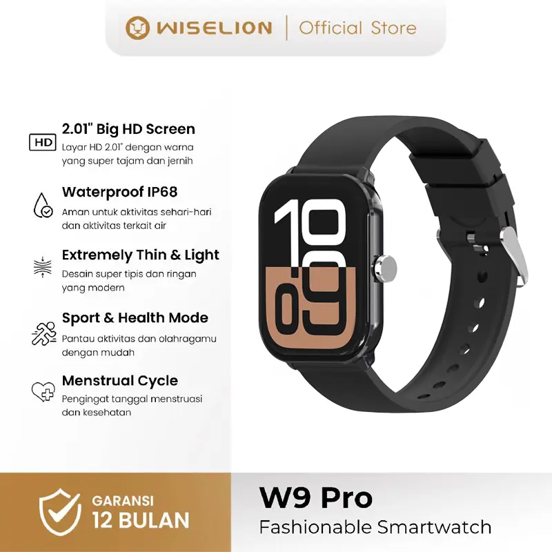 WISELION W9 Pro Fashionable Smartwatch - Women Health Monitoring & Sport Analyse - Water proof