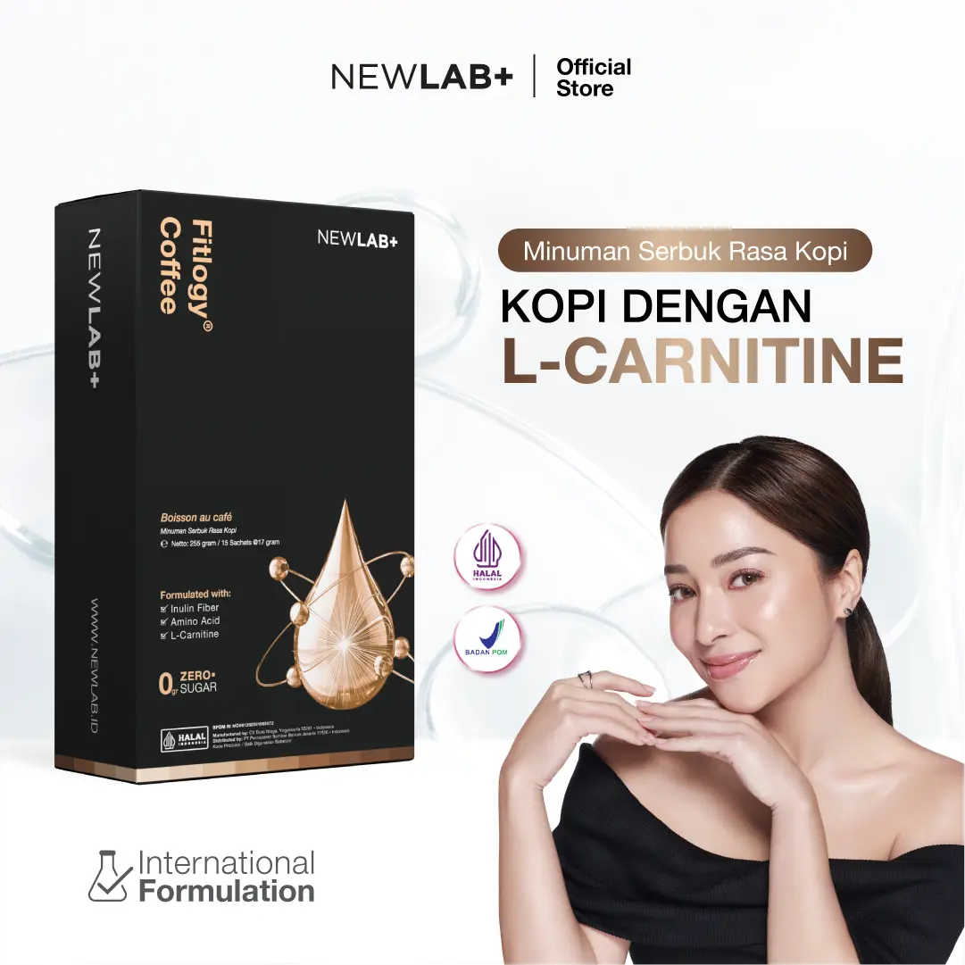 NEWLAB Fitlogy Coffee | Kopi Serat Tinggi untuk Pencernaan  | L-Karnitin & Inulin 15 Sachet