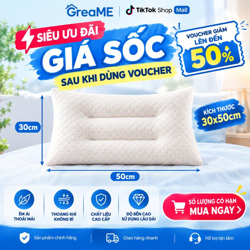 Gối Trẻ Em GreaME 30x50cm | Gối Nhỏ Êm Mềm, Thoáng Khí, Thoải Mái Cho Bé