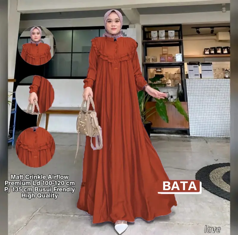 COD !! Gamis Wanita Crinkle Airflow Premium Kekinian - Gamis Polos Jumbo 2