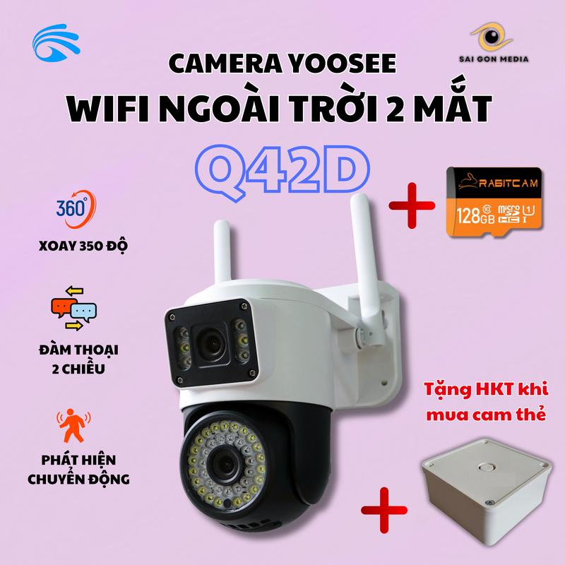 Camera Wifi Yoosee Ngoài Trời 2 Mắt Q42D-Xem Đêm Có Màu-Đàm Thoại 2 Chiều