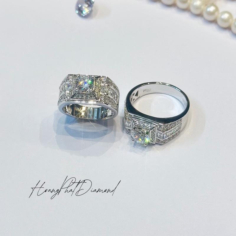 [ Hoàng Phát ] Trang Sức Nhẫn Bạc Nam 925 Vip 20 Mặt Vuông Đai Tấm Vuông X.o.à.n Nam Mỹ (NN20)