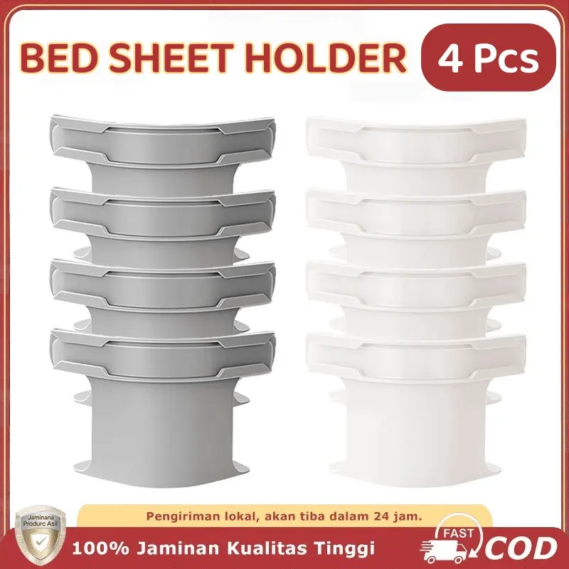 Jepitan Sprei Anti Selip 4 Pcs | Kait Pengunci Jepit Sudut Seprei Bed Sheet Holder Corner Gripper | Untuk Sprei Bed Cover Kasur Small Large | ABS PP Plastic