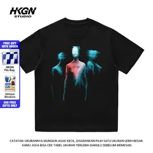 HKGN Heavyweight Tshirt 230g16s Kaos Kerah BulatKaos Kerah Bulat Amerika Unisex Couple