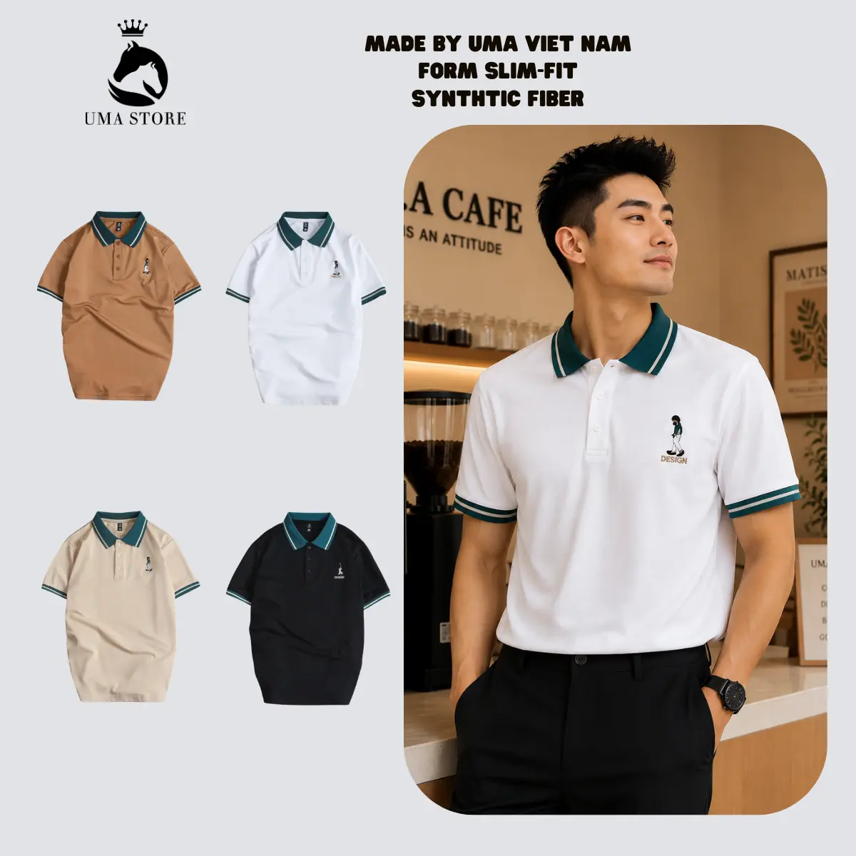 Áo thun Polo UMA Thêu người - POLOUMAOR Menswear Nam Top Có Cổ Shirt