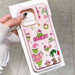 Funda de TPU con diseño de Textura de Cuero de Monstruo Navideño para iPhone 16/16plus/15/14/13/12/11/XS/XR/x/7/8 Plus/pro Max, Cubierta a prueba de golpes y resistente a arañazos