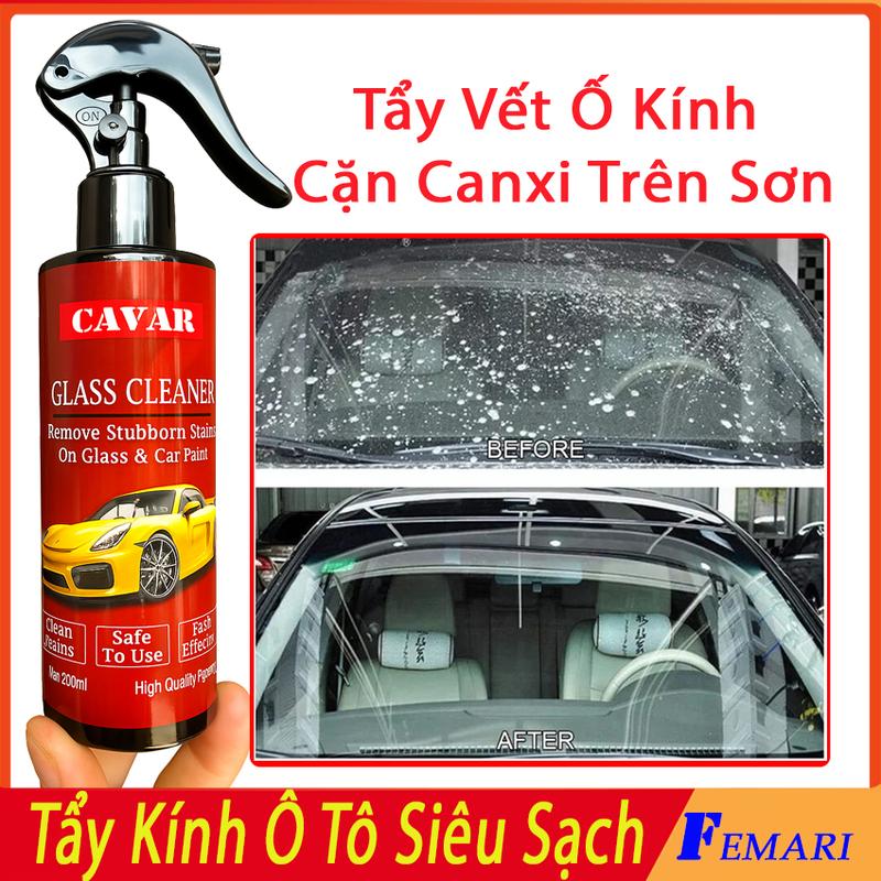 Tẩy Cặn Canxi trên kính - Chai Xịt Tẩy Ố Kính Ô tô - Làm Sạch Kính Xe Bị Ố Mốc, Mờ Đục - Cavar