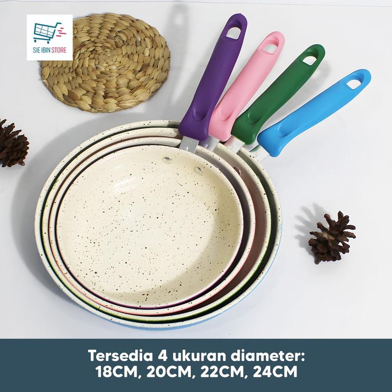 Panci Teflon Frypan Marble Enamel / Teflon Frypan Marble Berwarna / Teflon Frypan Enamel Anti Lengket penggorengan anti lengket Kitchenware teflon  serbaguna 7