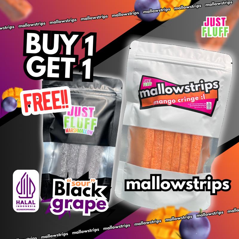 [BUY GET 1] MALLOWSTRIPS LIMITED SERIES MARSHMALLOW JUSTFLUFF [HALAL]  MANGO [BUY GET 1] - Main Image