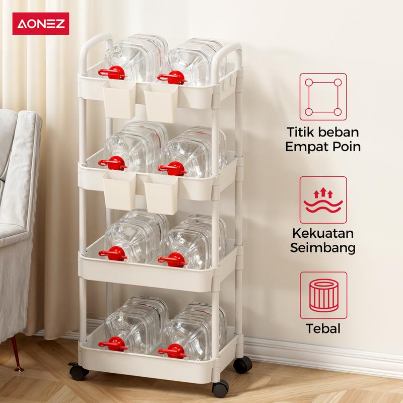 Product Introduction of 【COD 24h shipping】AONEZ Rak Troli 4 Susun Serbaguna Rak Dapur Rak Salon Rak Kamar Mandi dengan Roda dan Pegangan Tempat Penyimpanan 9