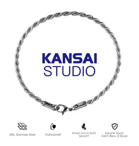 KANSAI-Gelang titanium pria, gelang rantai untuk pria, bahan tahan air dan anti karat