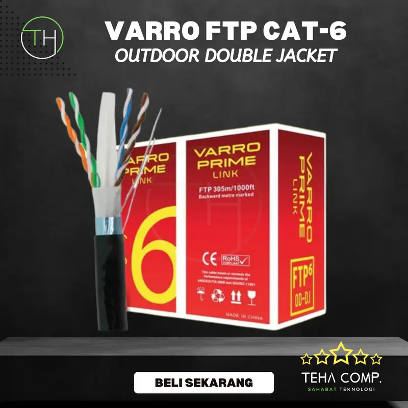 Kabel FTP UTP Cat5 Cat6 Outdoor Indoor 1 Meter Double Jacket LAN RJ45 1