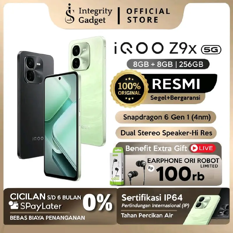 iQOO Z9x 5G (12/256 GB) | NEW GARANSI RESMI | SNAPDRAGON 6 GEN 1 | NFC | 6000mAh | GAMING Prosesor 1