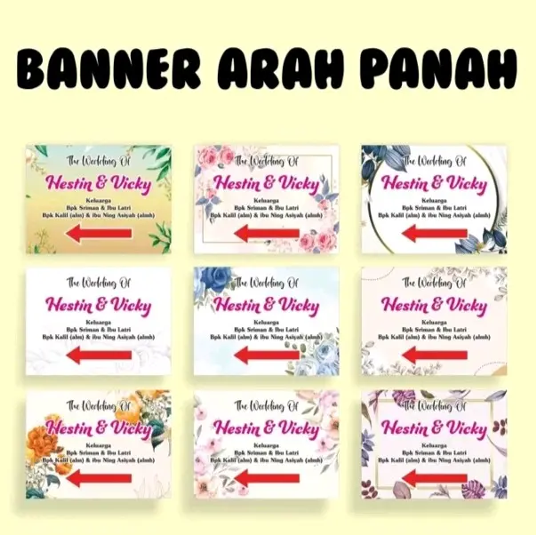 PAKET 4PCS BANNER PENUNJUK ARAH ACARA WEDDING KHITAN ULTAH DLL