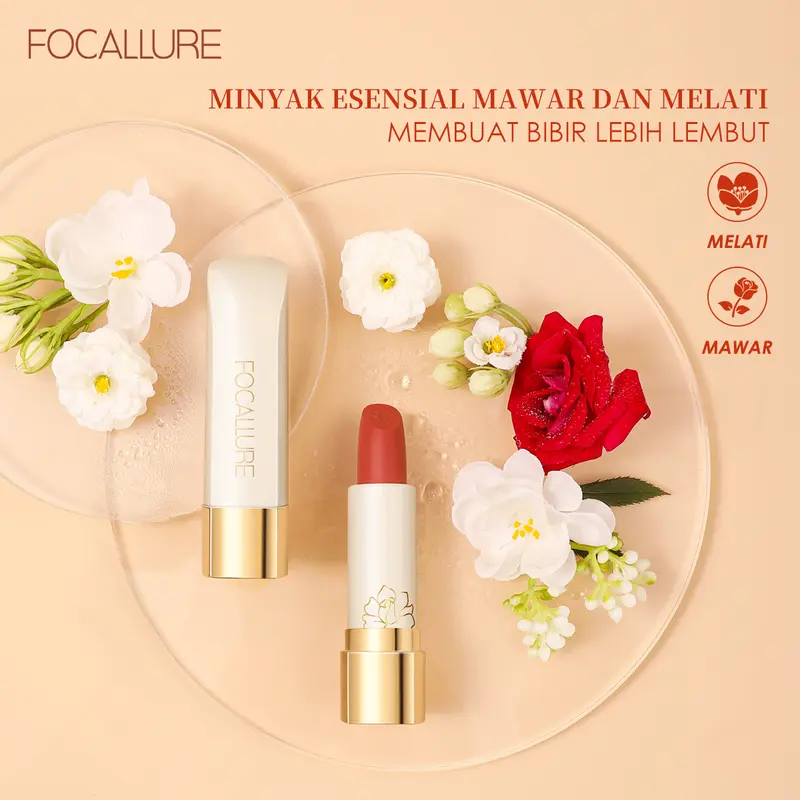 [Official] FOCALLURE Matte Lipstick-Tahan air Lipstik Krem #JasmineMeetsRose 5