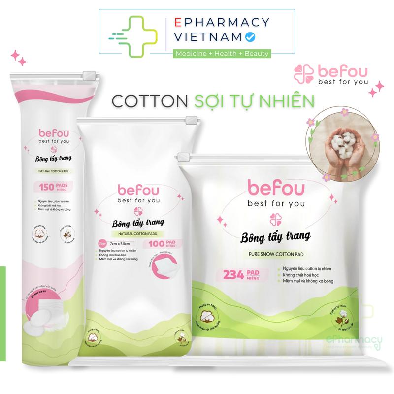  Bông Tẩy Trang BEFOU Best For You Natural Cotton Pad Mềm Mịn Không Xơ Bông 
