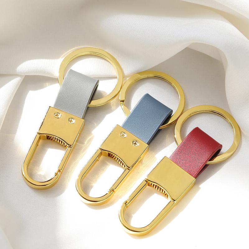 St. kunkka 1pcs 3x8cm Multicolor Metal Cowhide Car Keychain Fashion Accessories for diy Keychain Accessories Accessories 3