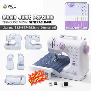 WANJIALE Mesin Jahit Mini Portable Mesin Jahit Multifungsi + Lampu Malam Rapi & Kokoh Terbaru