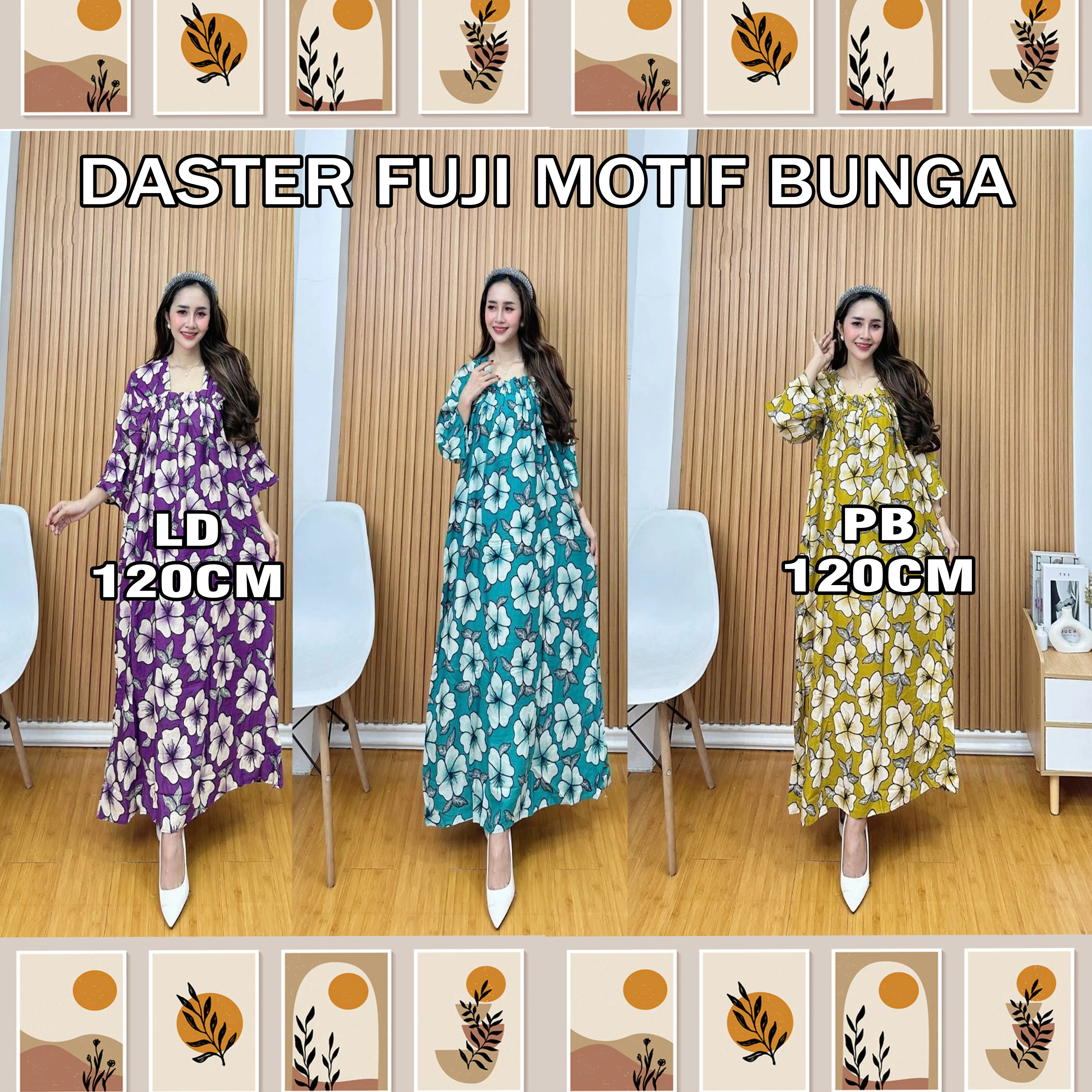 Daster fuji motif bunga bahan rayon premium adem di pakai  (Ld) 120cm (Pb) 120 cm