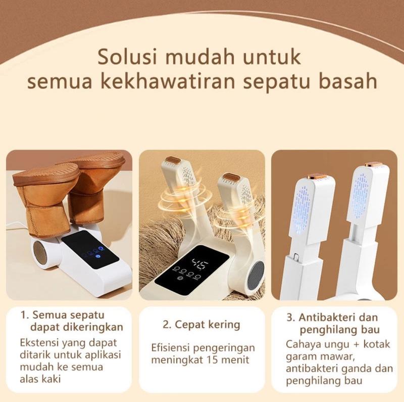 Pengering Sepatu Digital Cerdas dengan Pengatur Waktu dan Cahaya Ungu - 220V [Biru Putih] 5