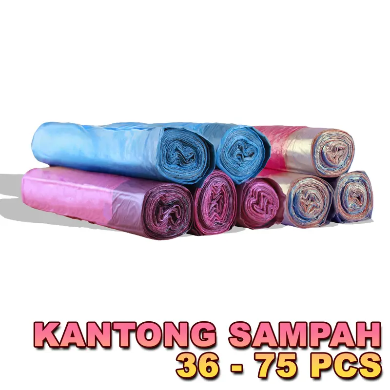 Kantong Plastik Sampah Set 5 Roll Plastik Sampah Kresek Rumah Tangga Dengan Tali Terbaru -LD-1 0