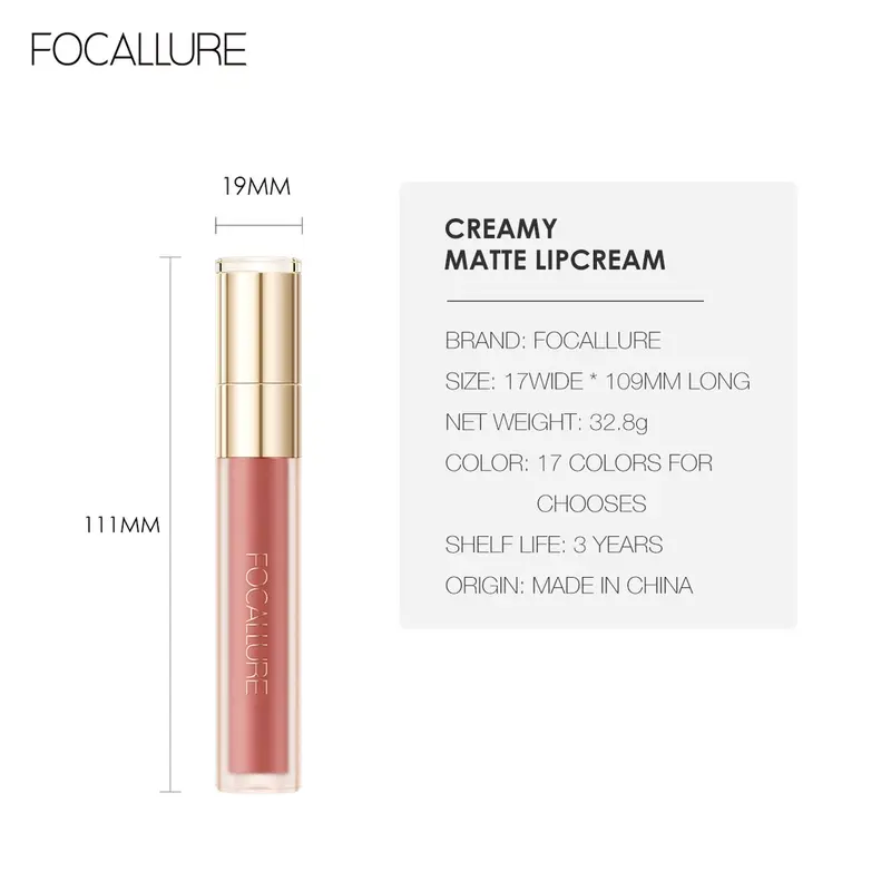 FOCALLURE#AmberGold Velvet Matte Lip Clay Multi-use Sponge Lip Brush 7